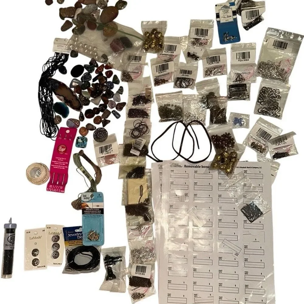 NEW Mixed Beads Clasps Necklaces & Stones earrings rings DIY Jewelry Set 70+ Pac